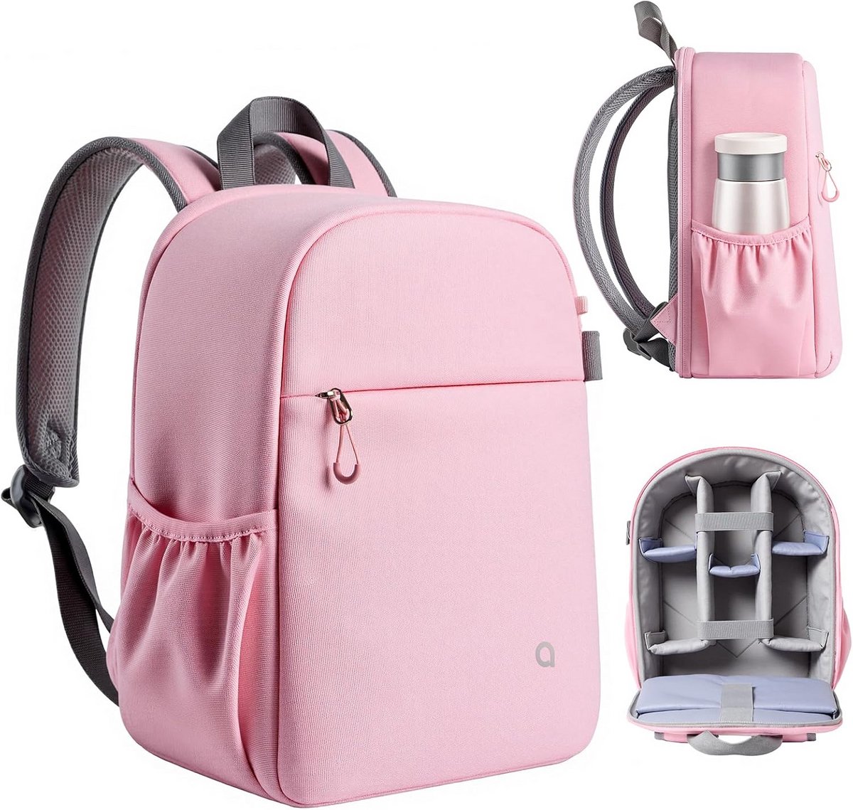Cameratas Rugzak - Fototas Beschermend - Apparatuur Vervoeren - Unisex Ontwerp - 26 x 36 x 15 cm - Roze