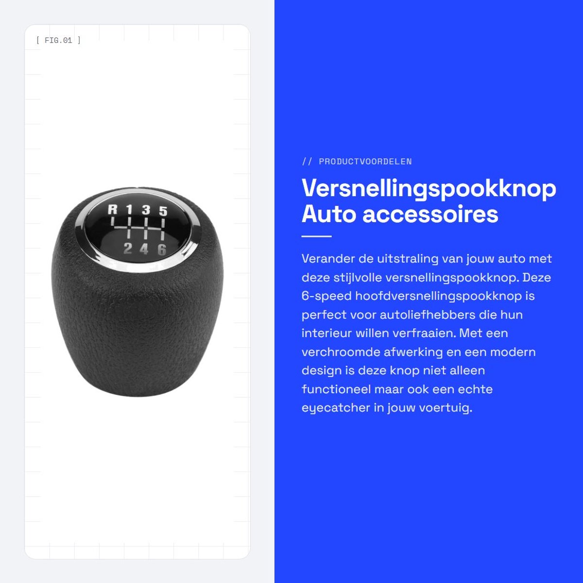 Dailygoods- Versnellingspookknop Hoofd 6 Speed - Pookknop - Universeel - Auto - Compatibel met 2008-2012 - Hoogwaardige kwaliteit - Versnellingspook