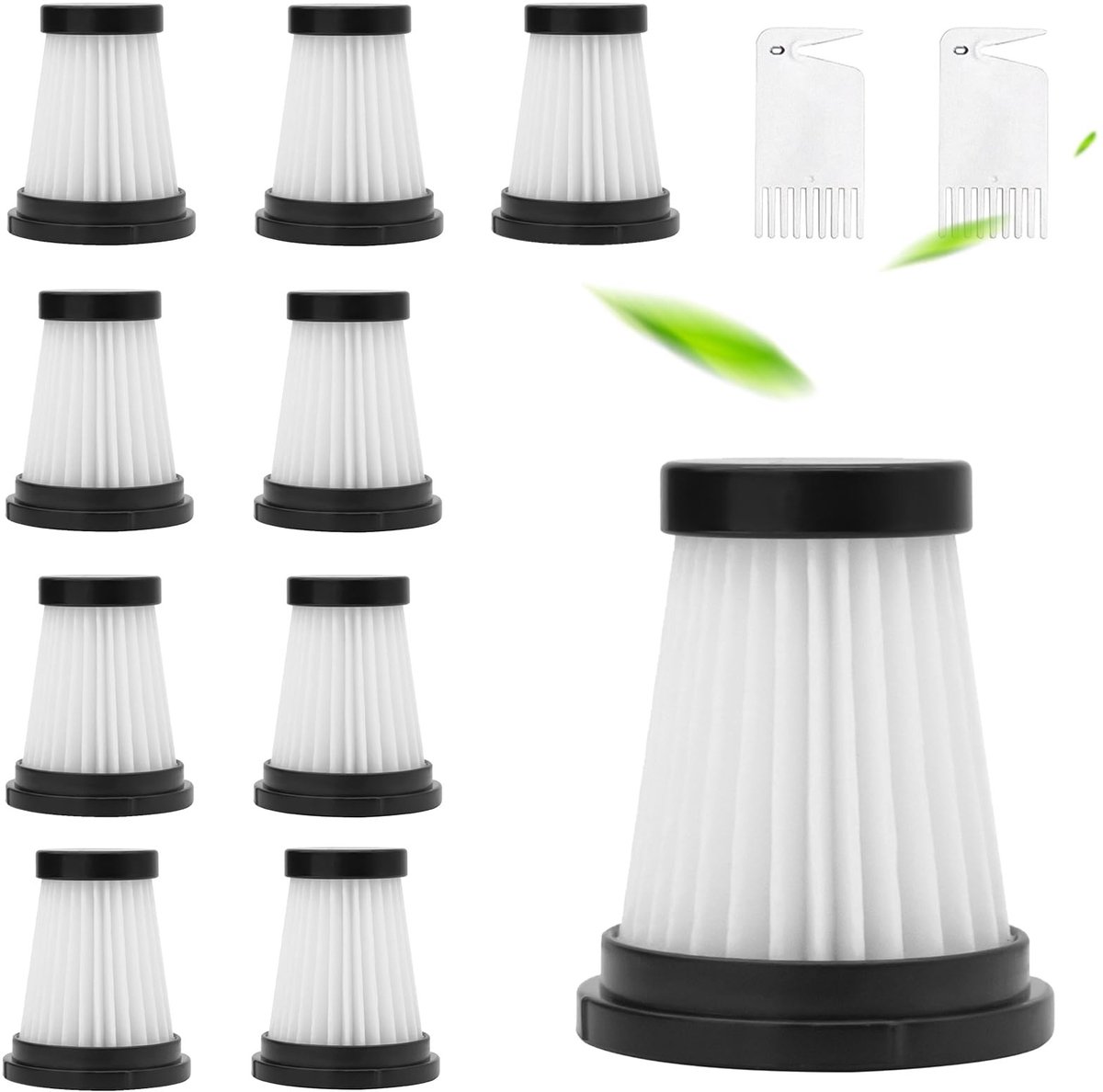 Dailygoods- HEPA Filterset 10 Stuks - Wasbaar - Stofzuigerfilter - Accessoires voor Filterstofzuiger - Reinigingsborstel - Optimale Filtratie