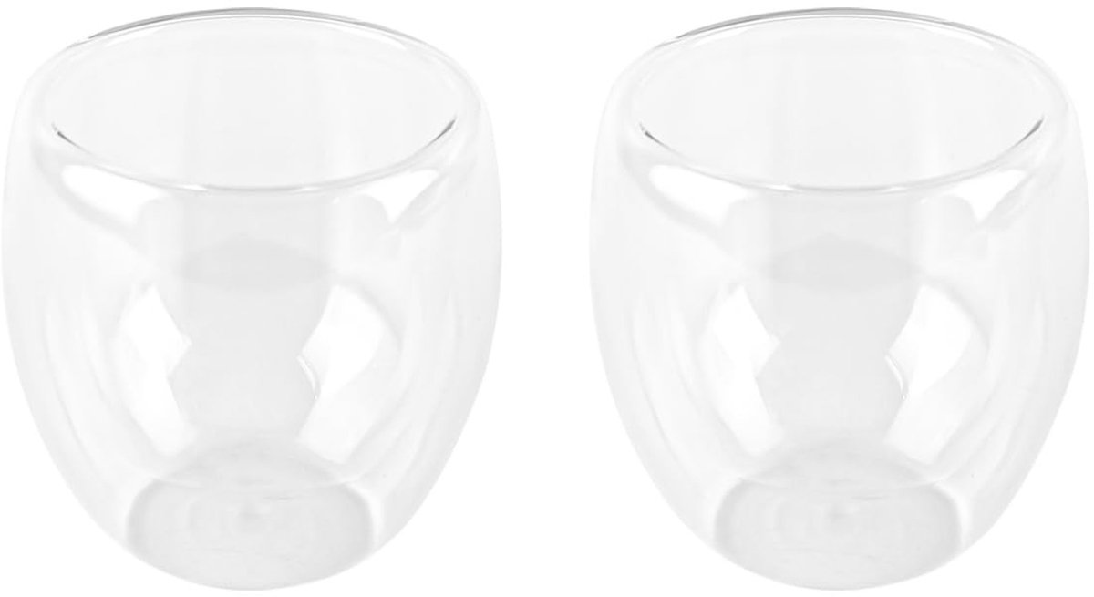 Dailygoods - Dubbelwandige koffiekopjes - Hittebestendige glazen mokken - 250 ml - Uniek design - Perfect voor warme en koude dranken - Set van 2