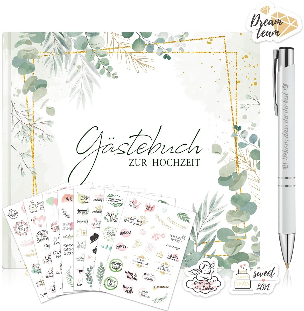 Dailygoods - Gastenboek voor Bruiloft met Stickers en Pennen