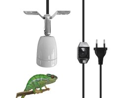 Keramische lamphouder - Warmtelamp fitting - Reptielen verwarmen - 360 graden draaibaar - 11 cm lang - Wit