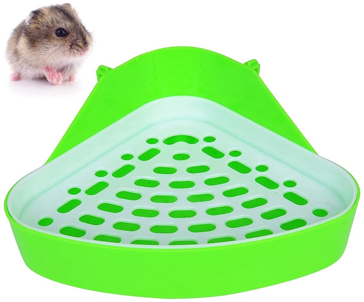Dailygoods- Huisdierentoilet Driehoekig - Dierenpak voor Hamster/Chinchilla/Cavia/Konijn/Fret - Duurzaam - Antivervuiling - Gemakkelijk schoon te maken - Dierenbak