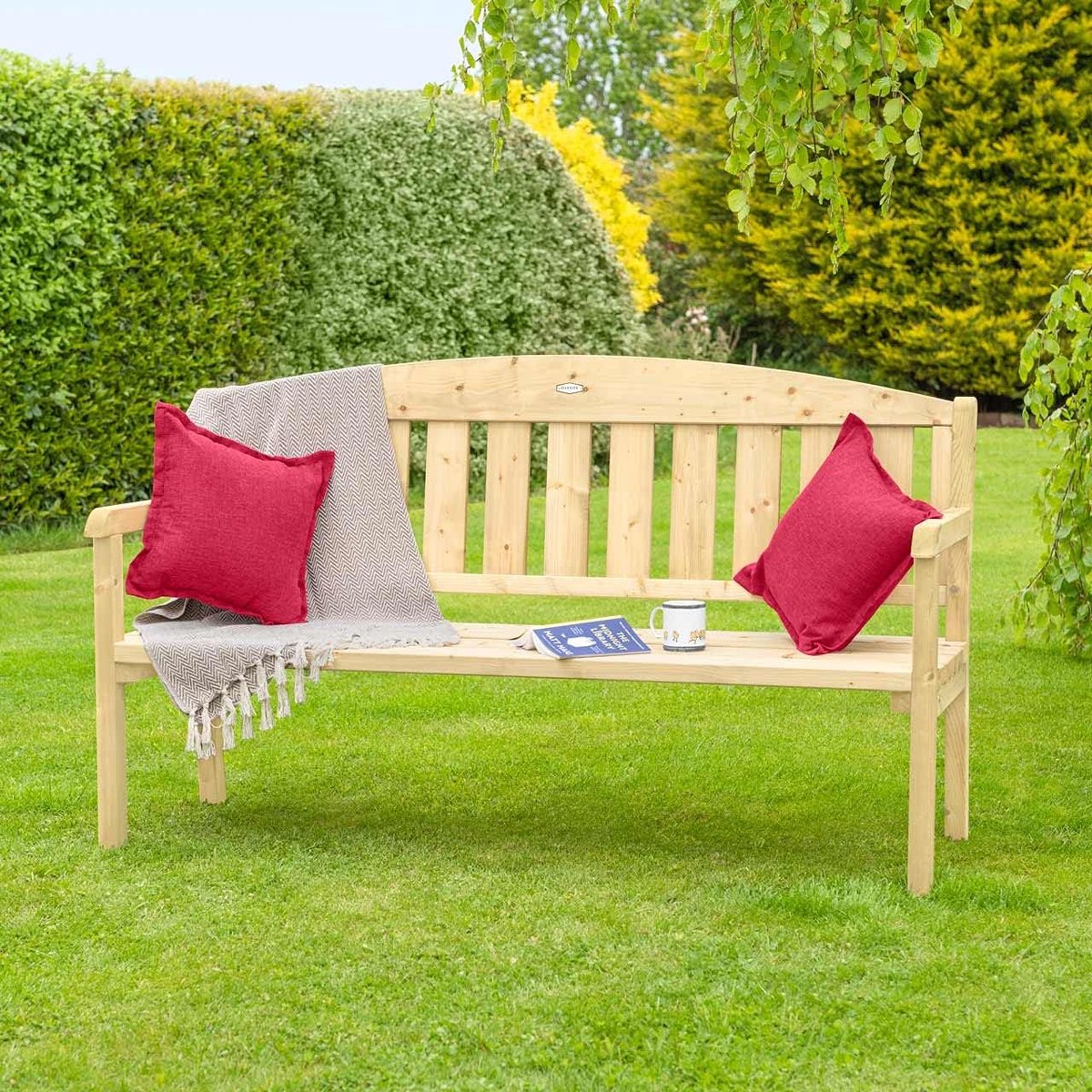 Houten Tuinbank - Buitenbank Bankje - Ontspannen in de tuin - Stevig Houtontwerp - 97 x 63 x 97 cm