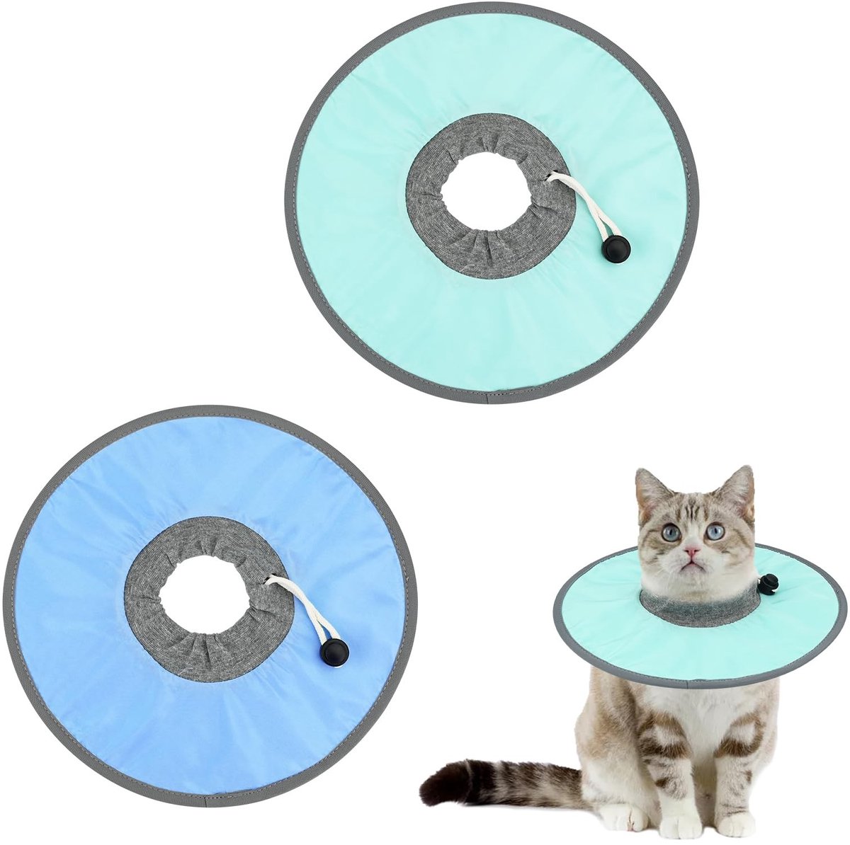 Dailygoods - Herstelhalsband katten - Verstelbare hondenhalsband - Lichtgewicht en duurzaam - Kleur blauw en groen - Voorkomt likken - Geschikt voor k...