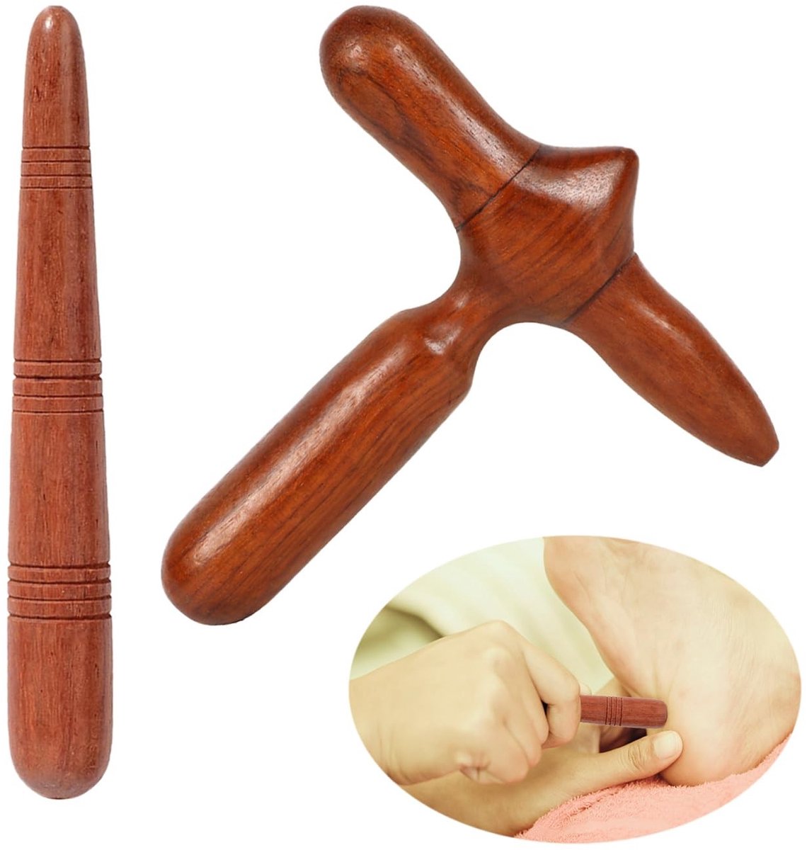 Dailygoods- Voetmassageapparaten 2 Stuks - Houten Massageaccessoires - Fysiotherapie-accessoires - Zelfmassagegereedschap - Lichtgewicht - Palissander 12,5 x 12 cm - Massagehulpmiddelen