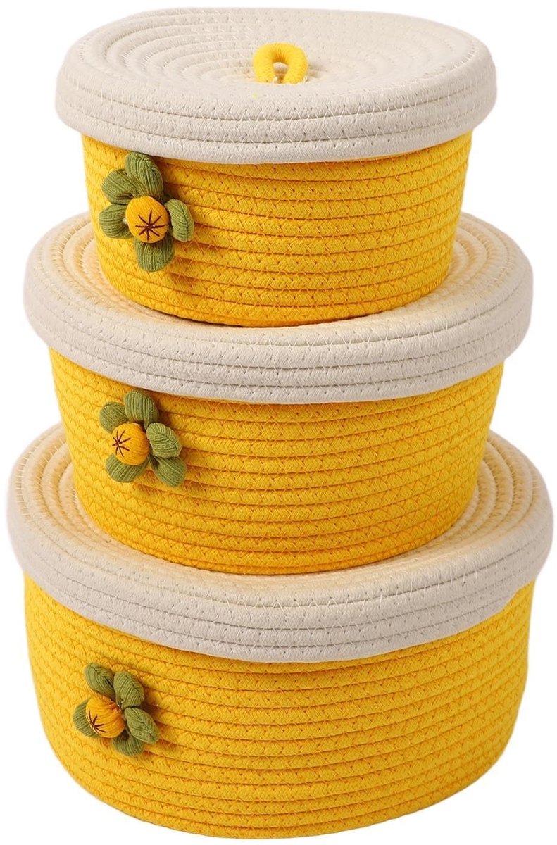 Dailygoods- Opbergmanden Set van 3 - Katoenen Touwmanden - Decoratieve Opbergmanden - Ronde Manden - Organiseren van je Huis - Diverse Maten - Opbergmand
