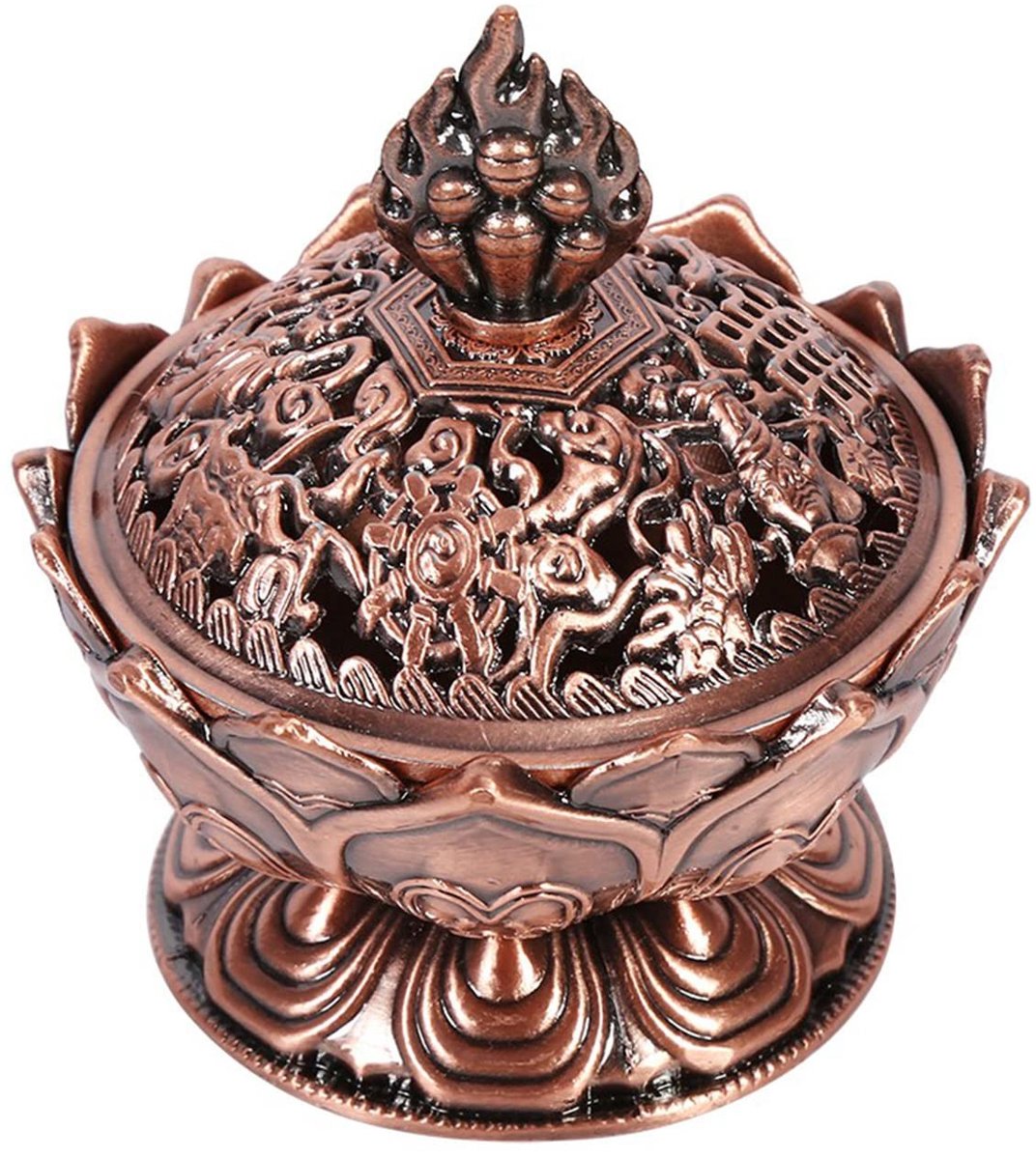 Dailygoods - Incensehouder - Vintage Lotusvorm - Hoogwaardige kwaliteit - Rood-brons - Decoratief - Perfect voor thuisgebruik - Compact formaat