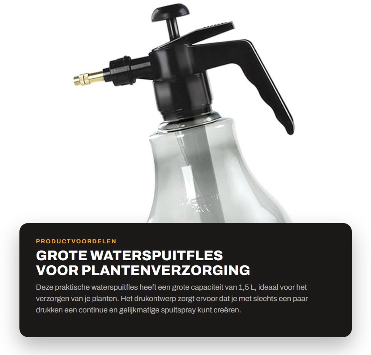 Dailygoods- Waterspuitfles 1,5 L - Drukspuit - Plantenspuit - Multifunctioneel - Compact - Gebruiksvriendelijk