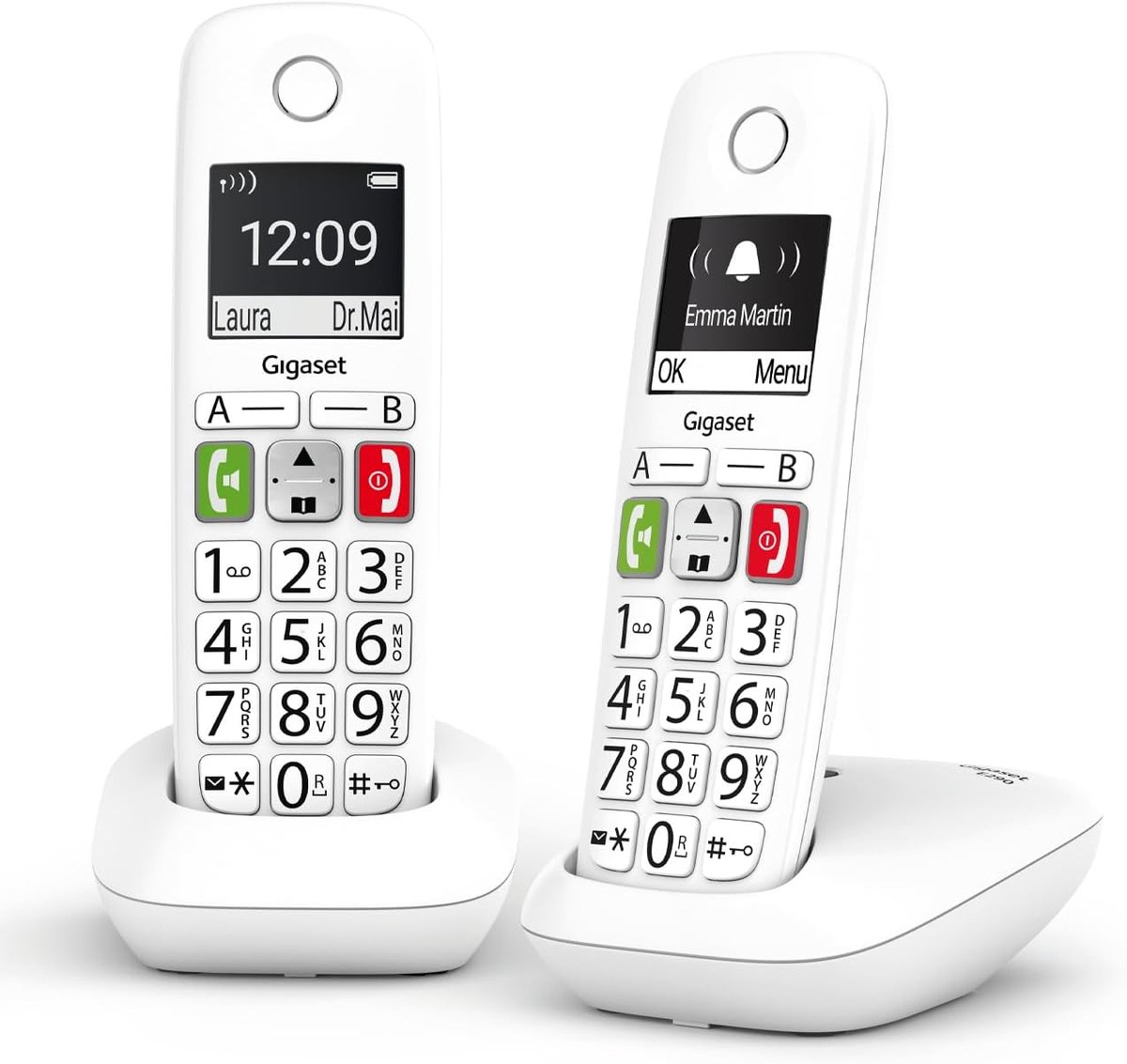 Draadloze Telefoon - Huistelefoon Duo - Thuis Bellen - Groot Telefoonboek - 300 Nummers - Wit