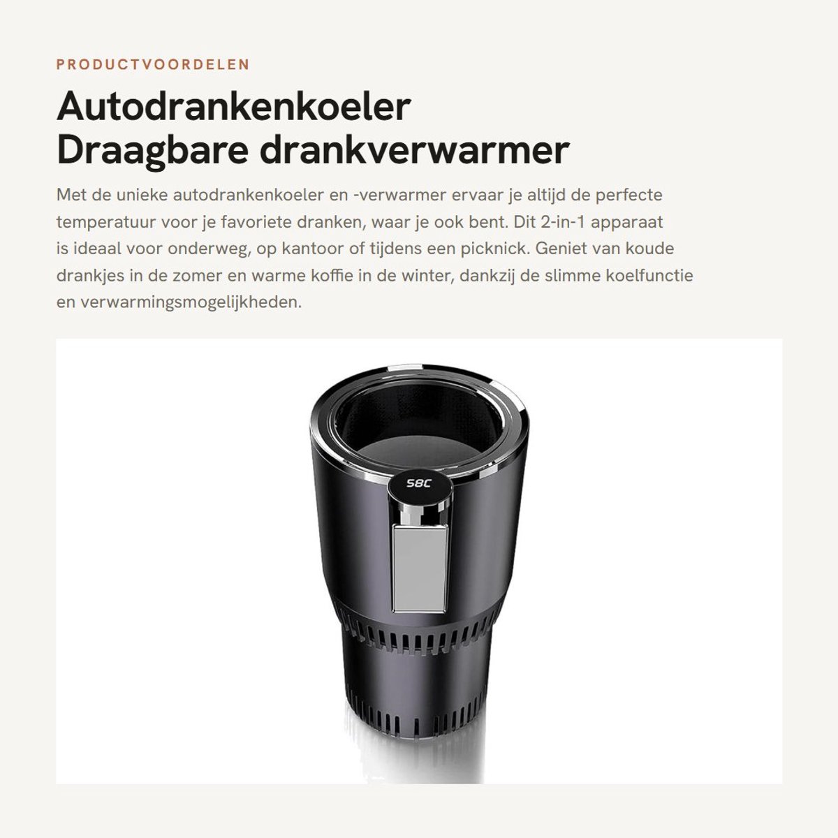 Dailygoods- Autodrankenkoeler 2-in-1 - Draagbare Koelkast - Elektrische Drinkbeker - Verwarmingsfunctie 55-65°C - Koelfunctie - LCD Scherm - Drankbeker