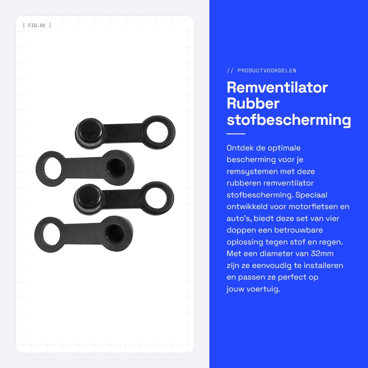 Dailygoods - Remventilator - Rubber stofbescherming - Beschermd tegen stof en regen - Zwart - Ontluchtingsschroeven - Geschikt voor motorfiets en auto...