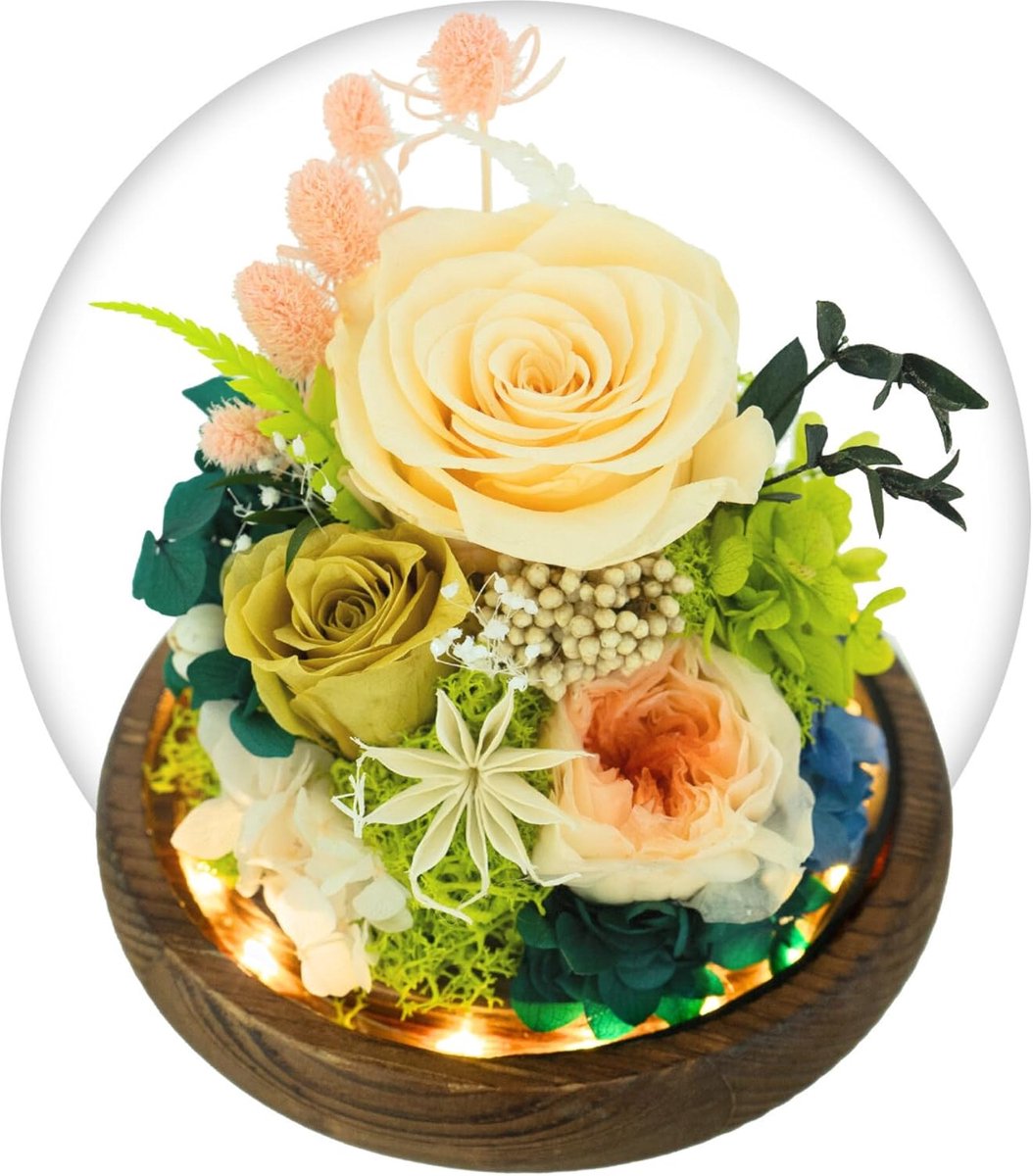 Geconserveerde Rozen - Eeuwige Bloemen - Huisdecoratie - Met Ingebouwd Licht - 12 cm Hoog - Geel