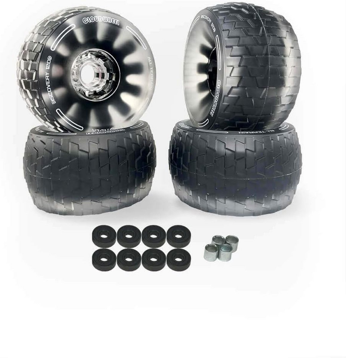 Skateboard Wielen Longboard Wielen All Terrain Rijden Gepatenteerde Dempingskern 120mm Diameter Obsidiaan