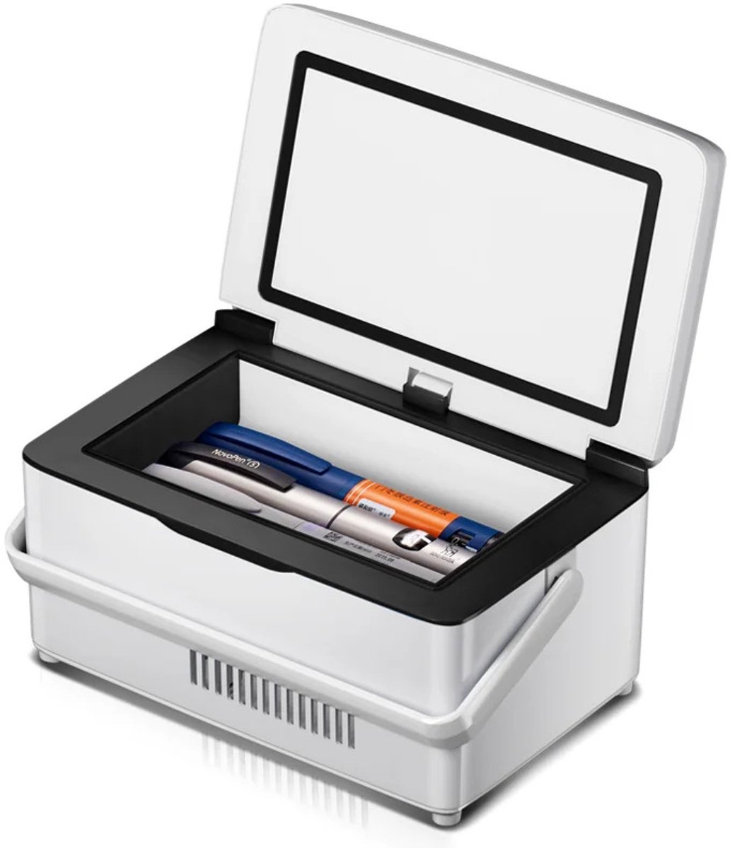 LUMÉ STORE Insuline Koelbox - Medicijn Koelkast - Koeltas - Reiskoelkast - Draagbaar - LCD Display - USB - RVS - Auto & Reis - Wit