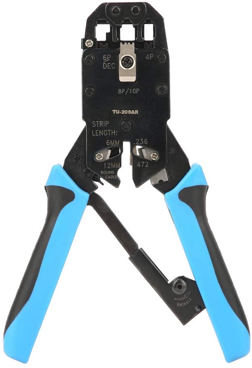 Netwerk Kabel Krimper - Krimptang Ethernet - Netwerkkabels Maken - Arbeidsbesparend Ratelapparaat - 22 x 13 x 3 cm - Zwart