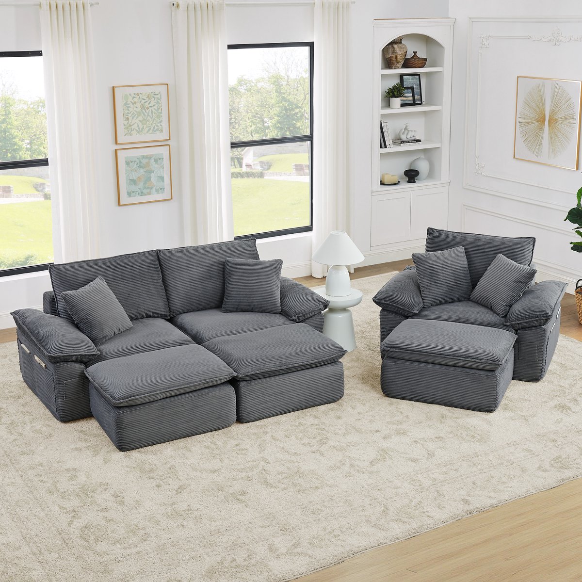 HAUSS SPOLE Sofa - 2-Zits Vloersofa - Modulair Met Voetenbank En Opbergvakken - Voor Woonk