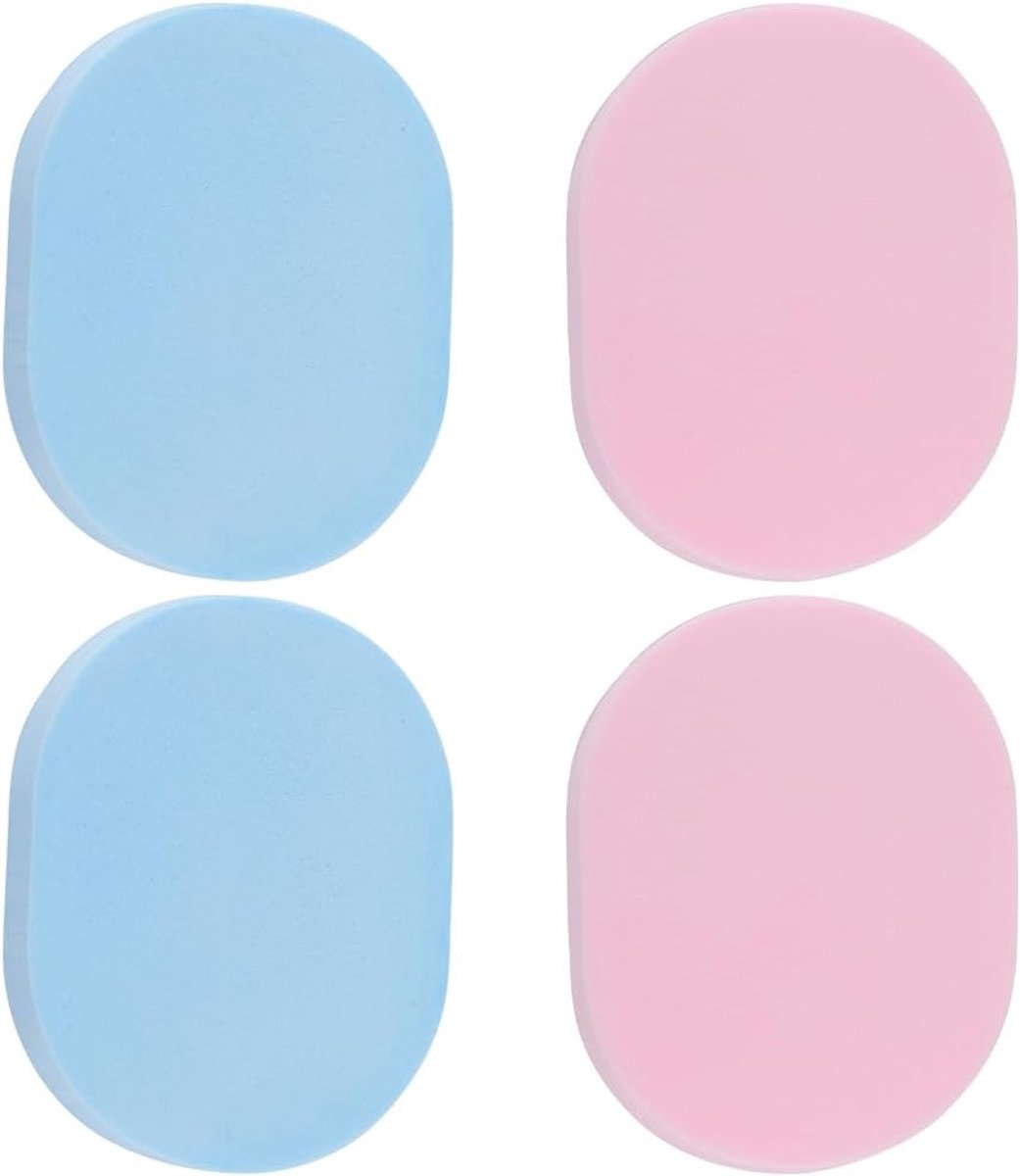 Gezichtsreinigingssponsjes - Make-up remover - Dagelijkse reiniging - Zacht en ademend - 4 stuks - Roze en blauw