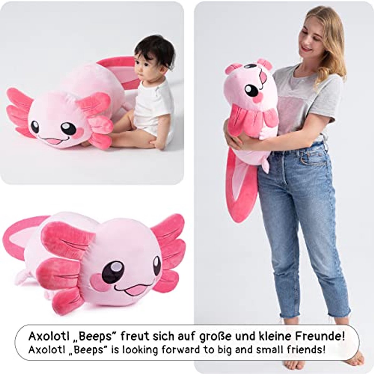 Grote Knuffel Axolotl - Pluche Dier - Ontspannen en Knuffelen - Extra Zacht Materiaal - 85 cm - Roze