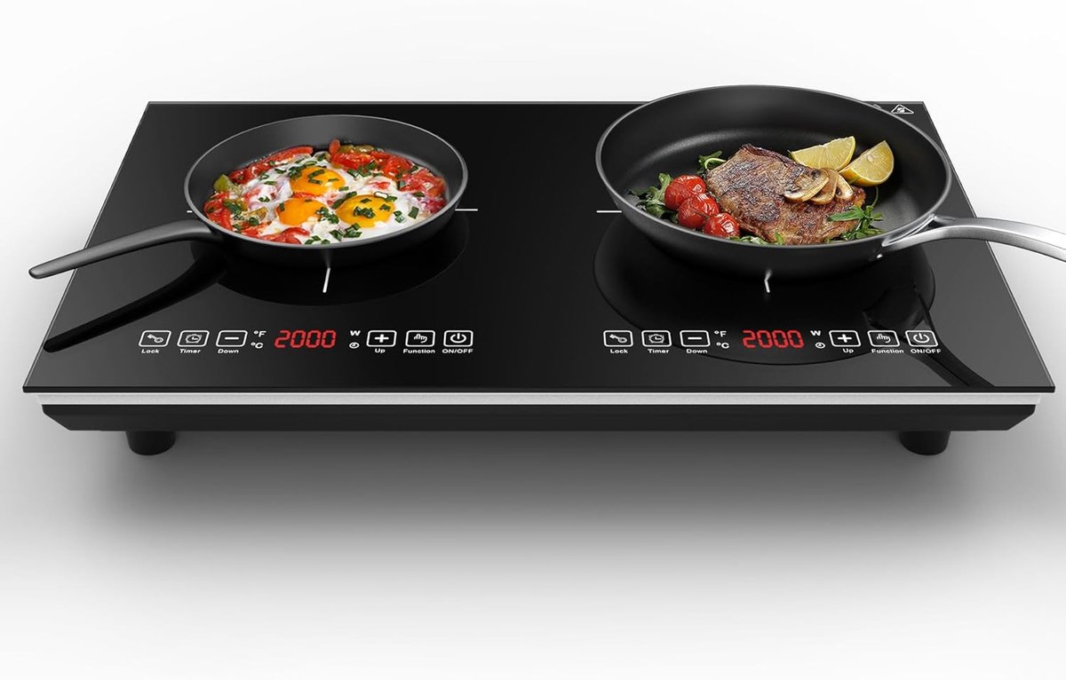 Dubbele Inductie Kookplaat - Elektrisch Fornuis - Snel Koken - Energiezuinig Verwarmen - 4000W - Zwart