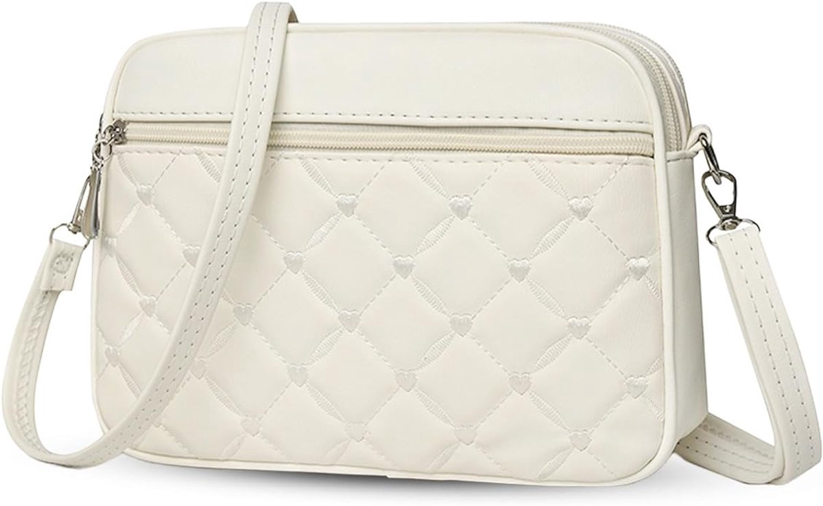 COOAU - Dames Gesteppte Crossbody Tas - Kleine Hartgestikte PU-Leder Schoudertas - Meerderrits Casual Dagelijkse Tas