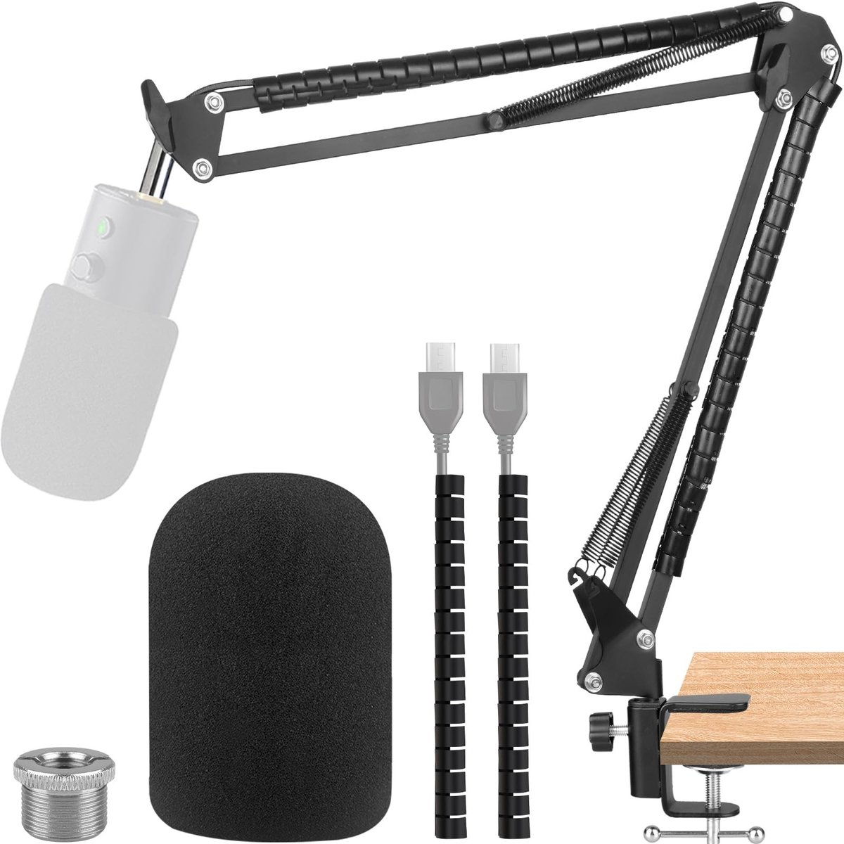 Dailygoods - Microfoon Boom Arm - Microfoonstandaard met Popfilter - Geschikt voor Uitzending en Opname - Inclusief Foam Windscherm - Ideaal voor Podc...