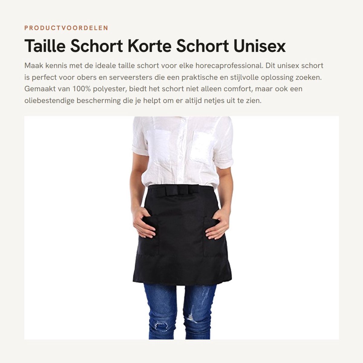 Dailygoods- Schort Korte Halve Lengte - Unisex - Met Zakken - Oliebestendig - Comfortabel - 100% Polyester - Keukenschort
