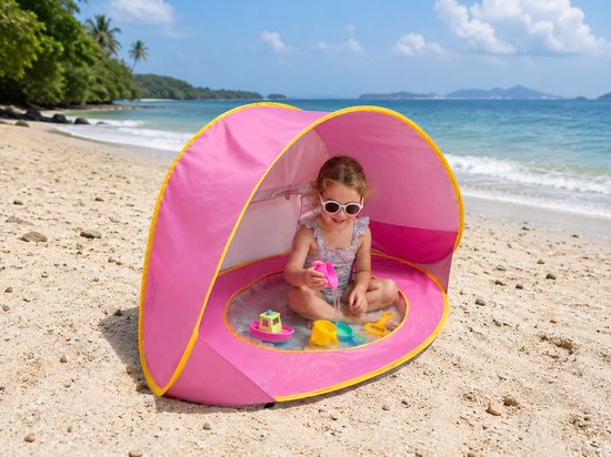 Torngat Baby Strandtent met Zwembad – Pop Up Babytent & Kinder Speeltent met UV 50+ Bescherming – Schaduw Boven je Baby, Water of Zand bij de Voetjes – Strandtentje voor Baby, Strand, Tuin, Balkon, Camping & Vakantie – Opvouwbaar & Draagbaar – Blauw — afbeelding 2