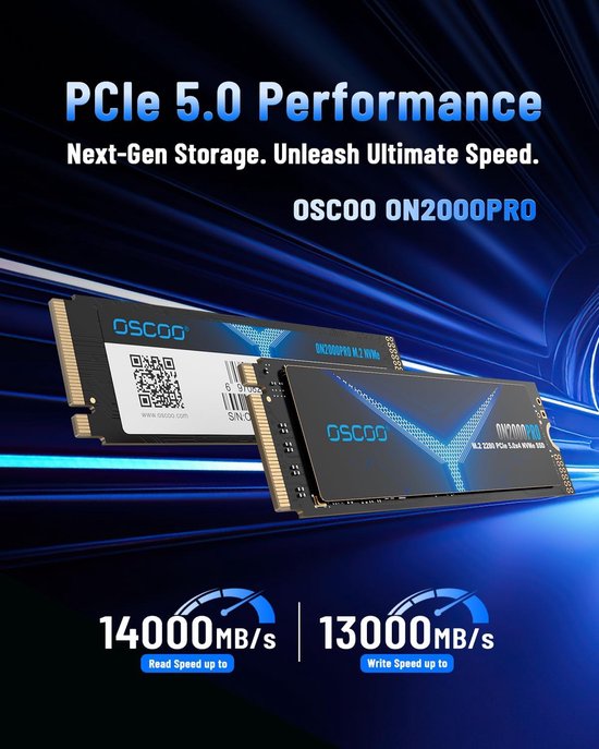 Interne SSD - NVMe Schijf - Snelle Data Opslag - Gen5 Interface - 2TB - Zwart — afbeelding 3
