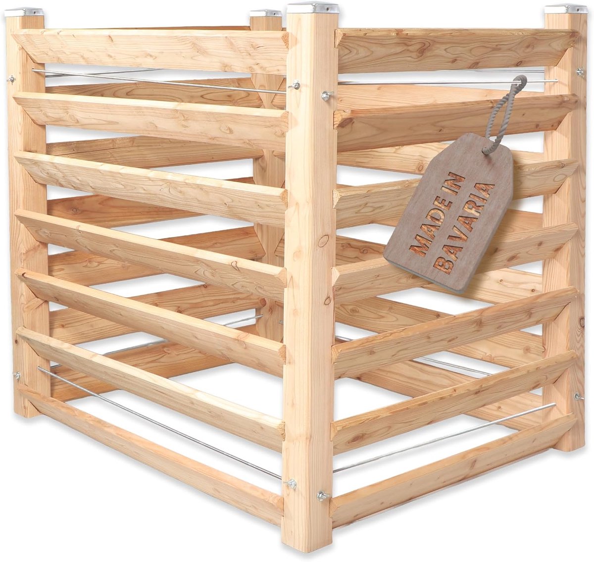 Houten Compostbak - Composteerbak Tuin - Afval Verwerken - Europees Larikshout - 100x120x100 cm - Natuurlijk Hout