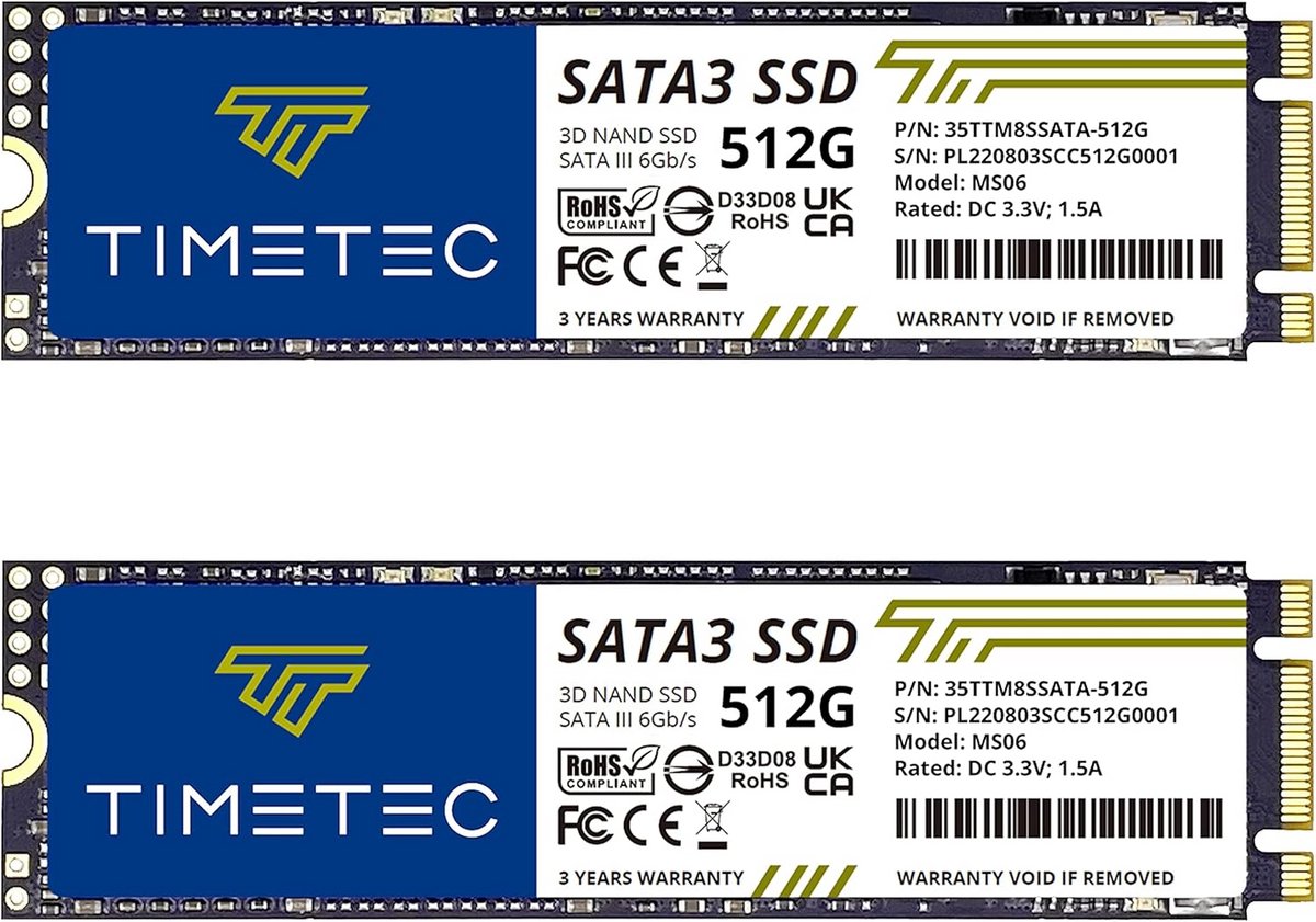 Interne SSD - Opslag Schijf - Computer Upgrade - 3D NAND Technologie - 2x 512 GB - Zilver