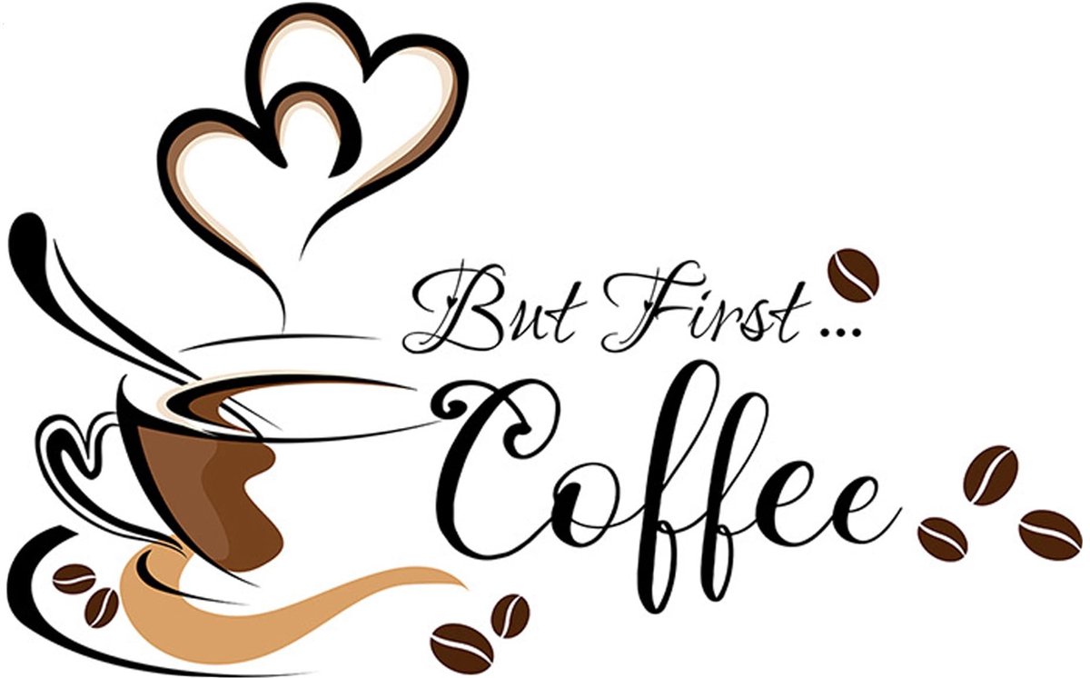 Dailygoods- Muursticker moderne zwarte koffiemok - Wanddecoratie keuken - Muurstickers kantoor - Muurstickers café - Muurstickers woonkamer - Muurstickers trendy