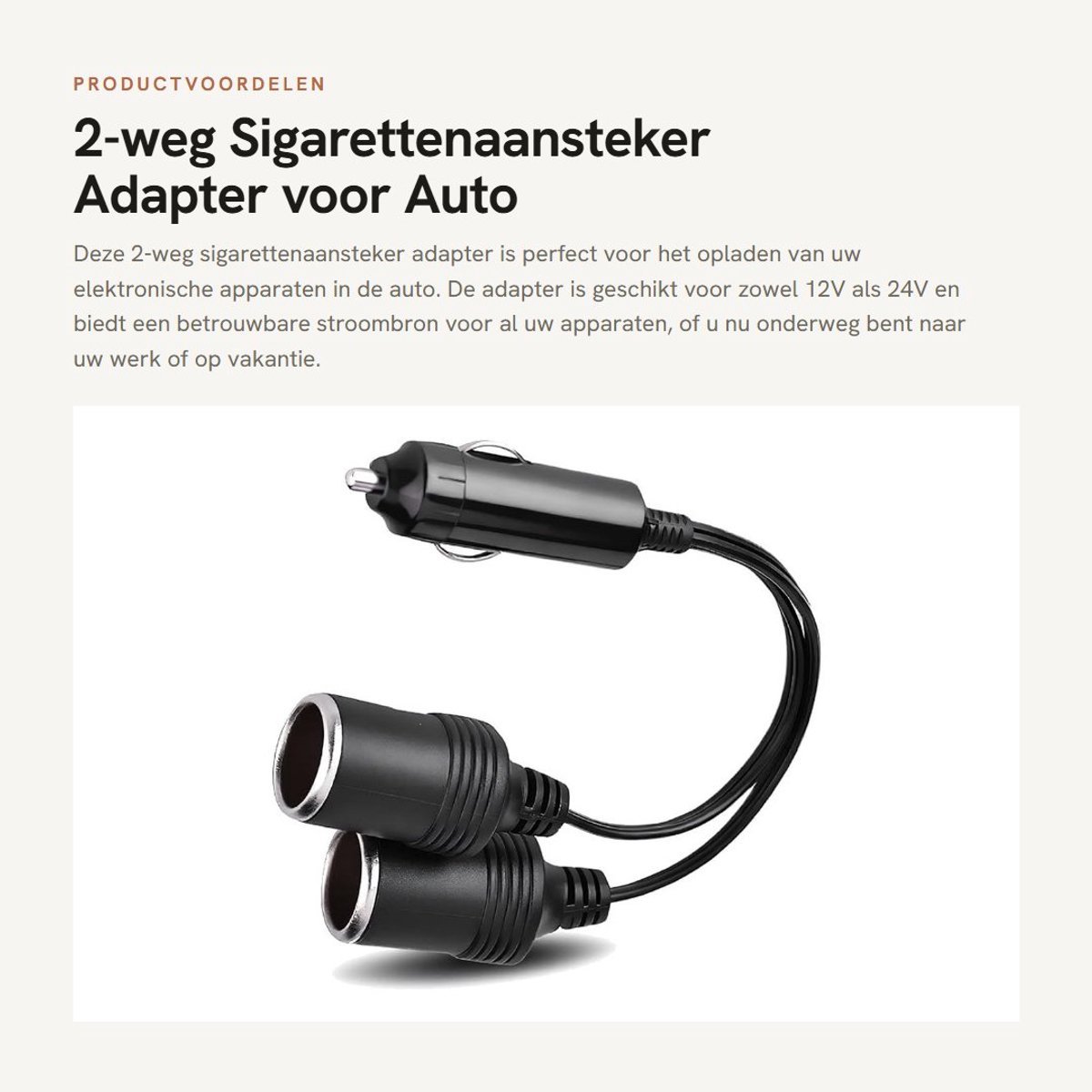 Dailygoods - 2-weg Sigarettenaansteker Adapter voor Auto 12V/24V