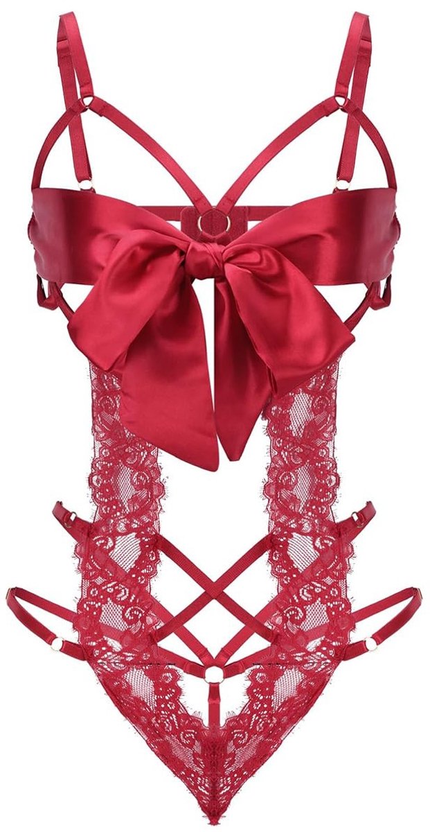 Dailygoods- Lingerie Set - Sexy Lingerie - Kant - Strikontwerp - Mouwloos - Comfortabele Pasvorm - Unieke Kleuren - Nachtkleding