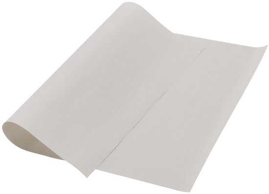 Wit inpakpapier, los vel met gebogen hoek.