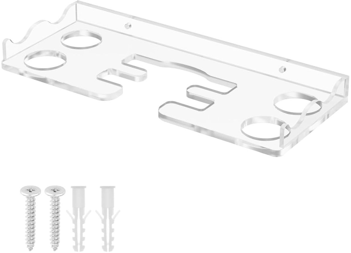 Dailygoods- Tafeltennisrackethouder - Stevig Acryl - Montage op Plank - Pingpongracketstandaard voor 2 Peddels - Opslag voor 4 Ballen - Eenvoudige Installatie - Pingponghouder