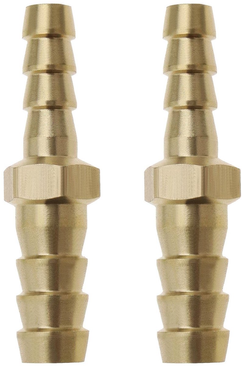 Dailygoods- Fittingen Messing - 2X Reducer Barb Slang - Aansluiting 8mm/6mm - Voor Water/Gas/Olie - Corrosiebestendig - Lengte 40mm - Slangverbinder