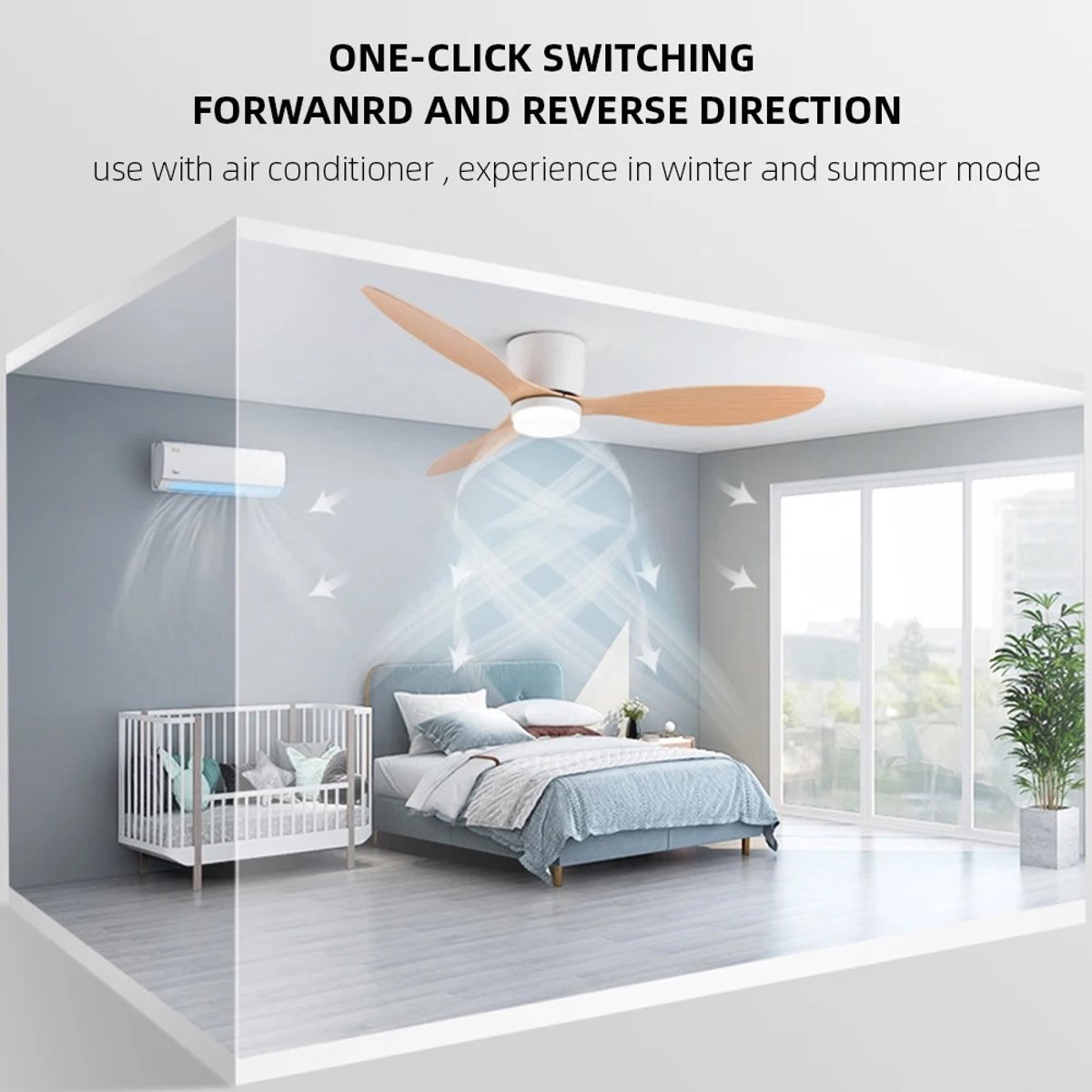 Plafondventilator - Met Verlichting - Plafond Ventilator - Met Lamp - Plafonniere Met Ventilator - Met Licht - Hout - 132cm thumbnail 6