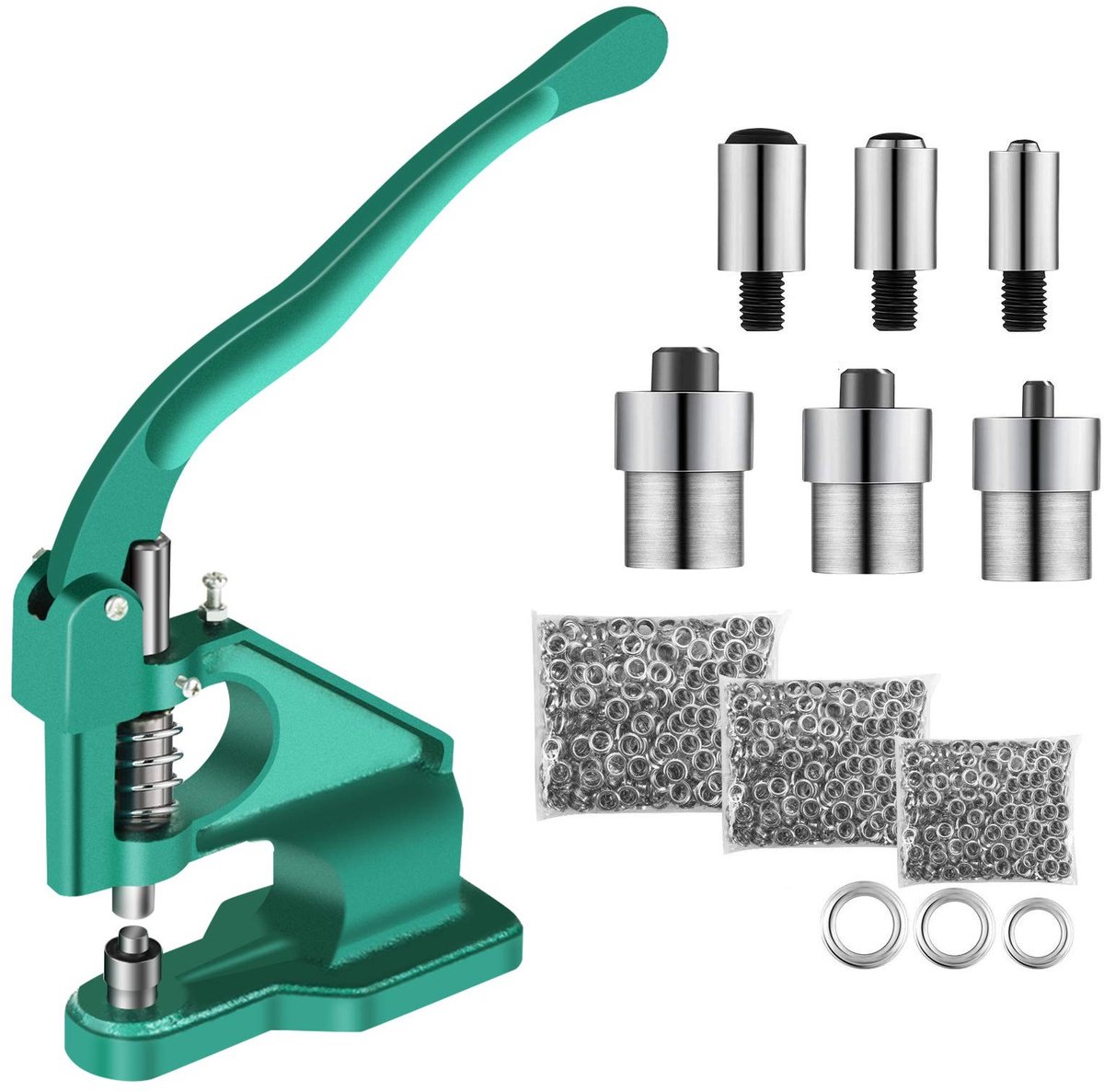 Dailygoods- Doorvoertules Heavy Duty - Handpersmachine - Ponsgereedschapsset - 3 Matrijzen - 1500 Stuks - Veelzijdig en Duurzaam - Ogen