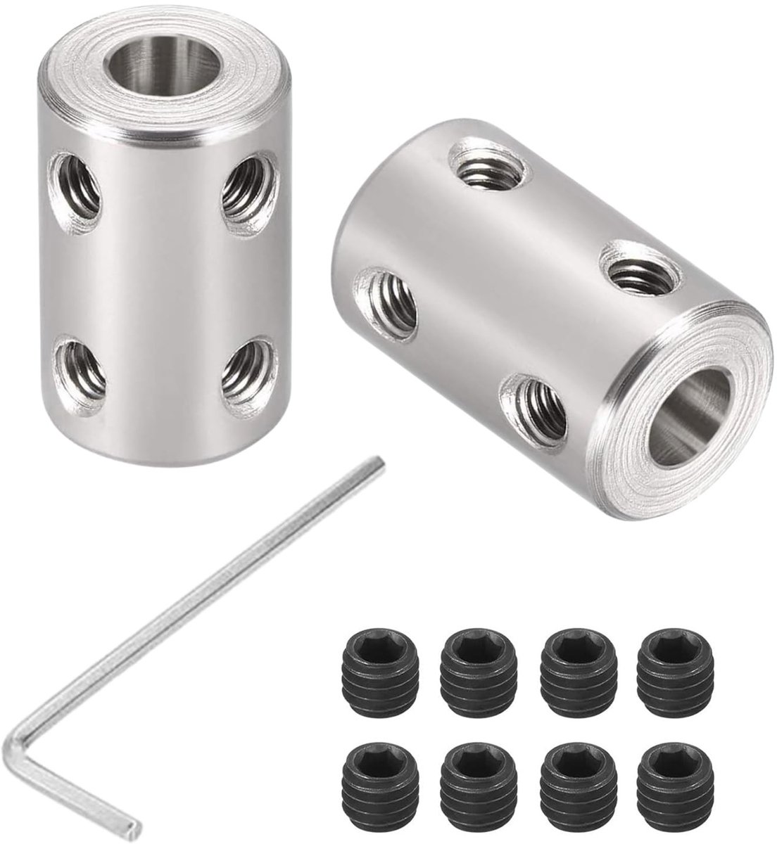 Dailygoods- Stijve Koppeling 12 mm - 2 Stuks - 45# Staal - Robuust en Duurzaam - Hoge Materiaalsterkte - L22 x D18 mm - Askoppeling