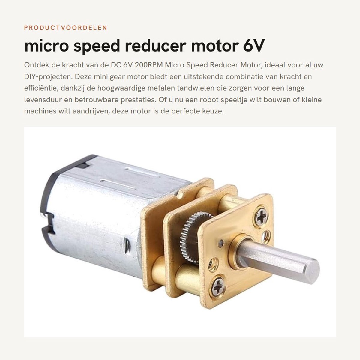 Dailygoods - micro speed reducer motor - 6V 200RPM - met metalen tandwiel - voor DIY projecten - motoronderdeel - robotica - geschikt voor elektrische...