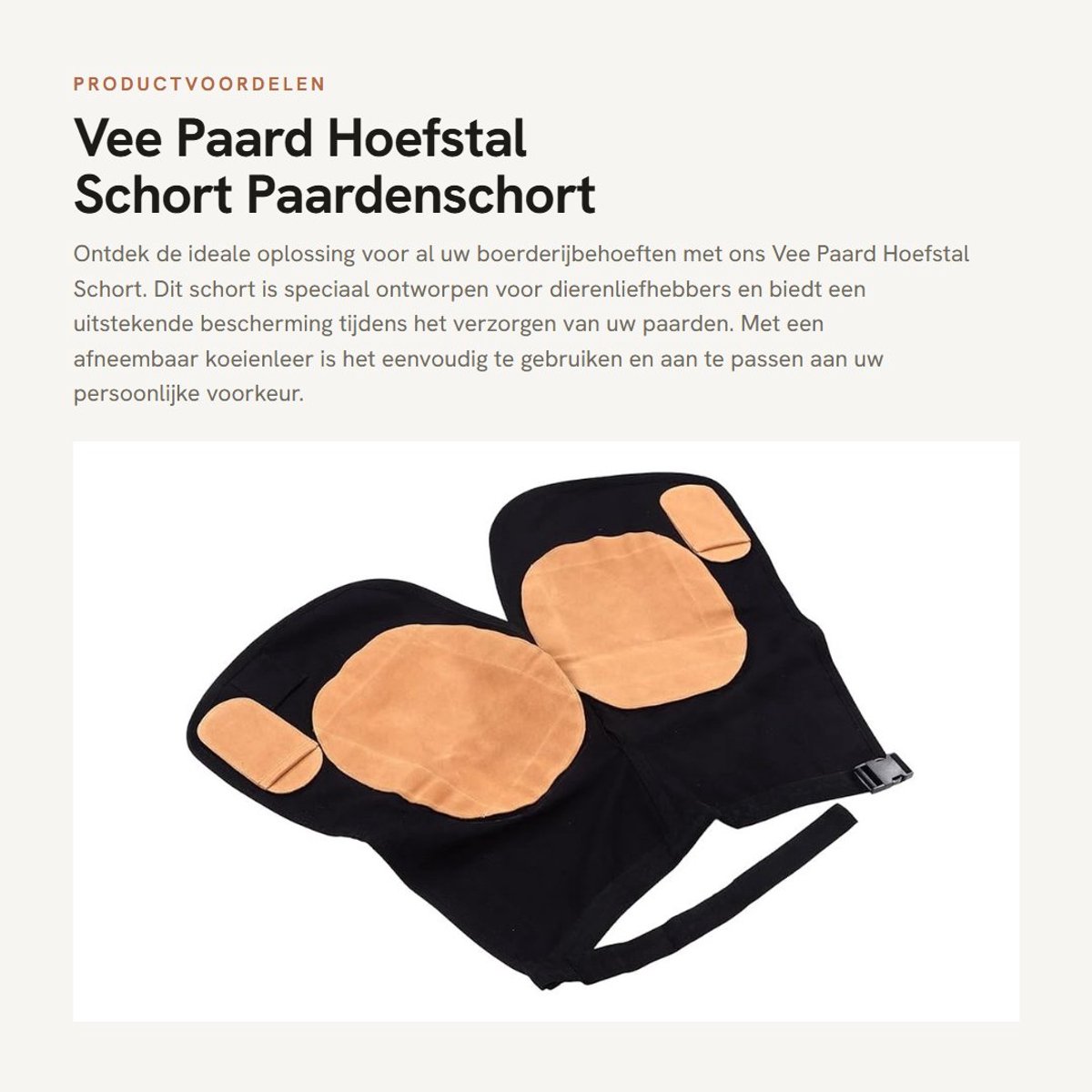 Dailygoods- Hoefstal Schort Afneembaar Koeienleer - Paardenstalschort - Boerderij Accessoires - 2 Zakken - Handgemaakt - Uitstekend Vakmanschap - Paardenschort