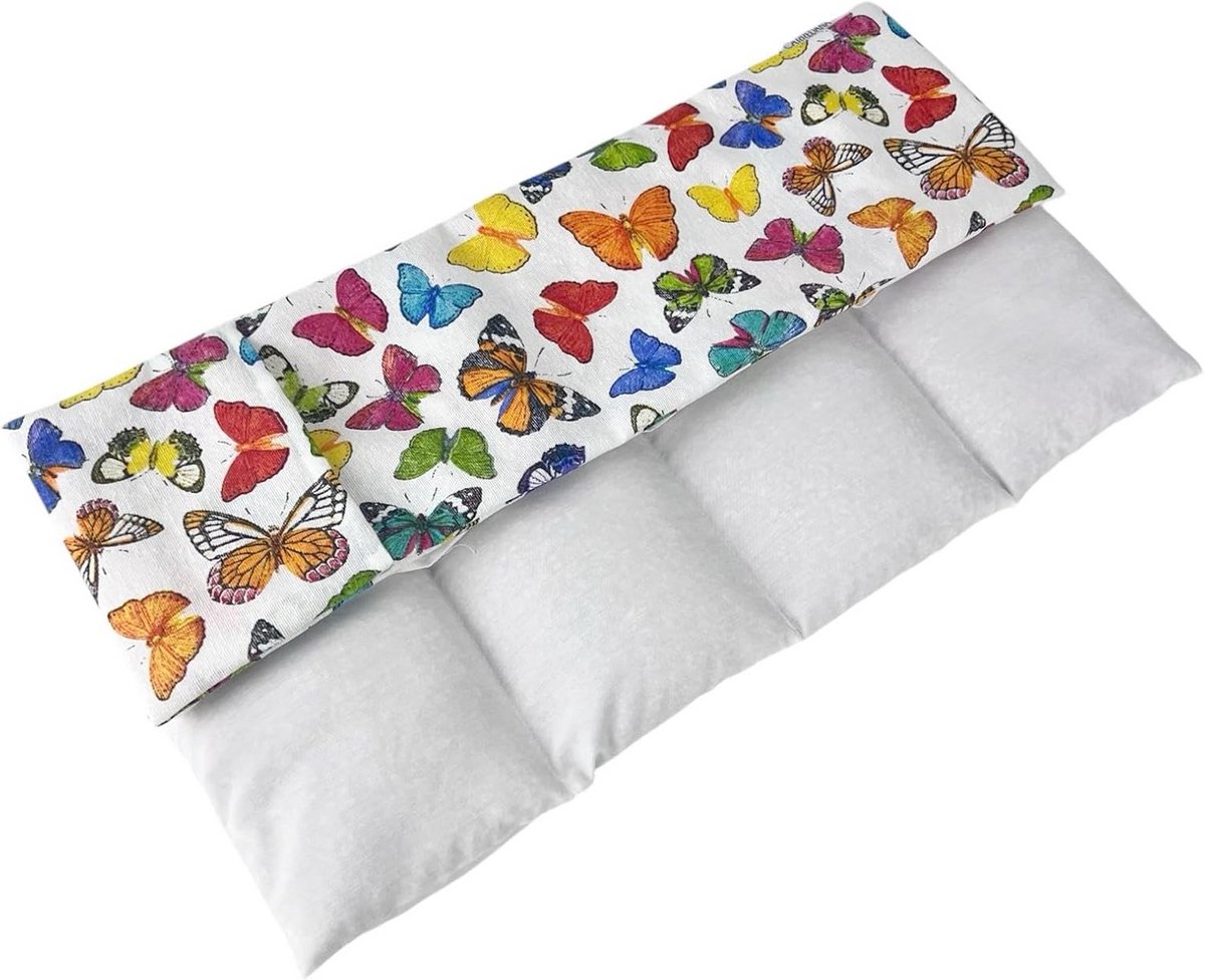 Warmtekussen Tarwepitten - Verwarmend Kompres - Spierontspanning Ontspanning - Wasbare Overtrek - 50 x 16 cm - Vlinders