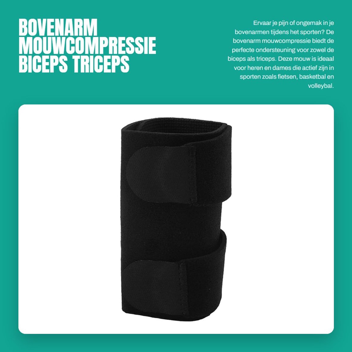 Dailygoods- Mouwcompressie Bovenarm - Verstelbare Armsteun - Pijnbestrijding - Ondersteuning bij Artritis - Geschikt voor Sport - Materiaal Polyestervezel