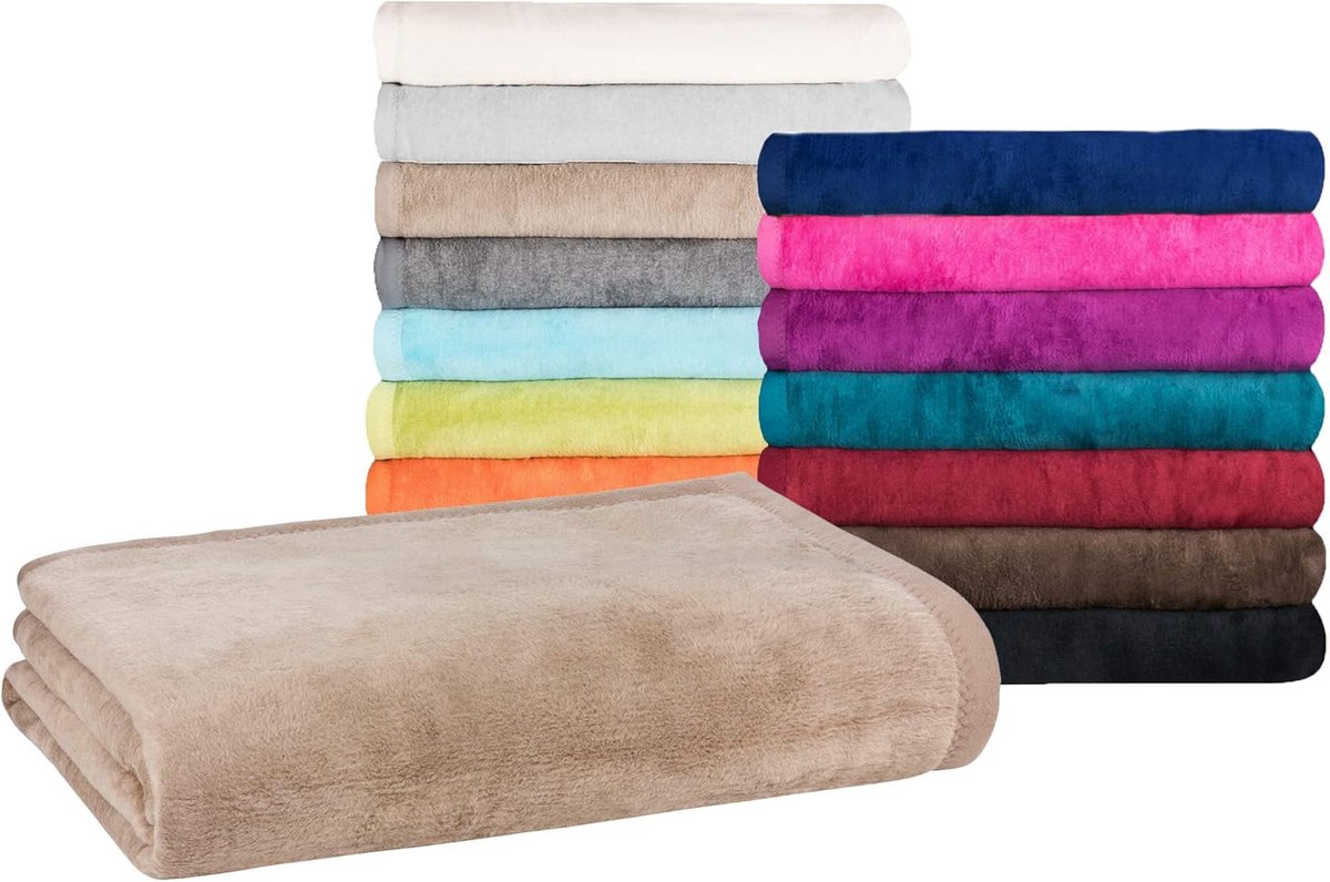 Knuffeldeken - Woondeken Sprei - Gezellige avonden - Oeko-Tex Gecertificeerd - 150 x 200 cm - Donkerbeige