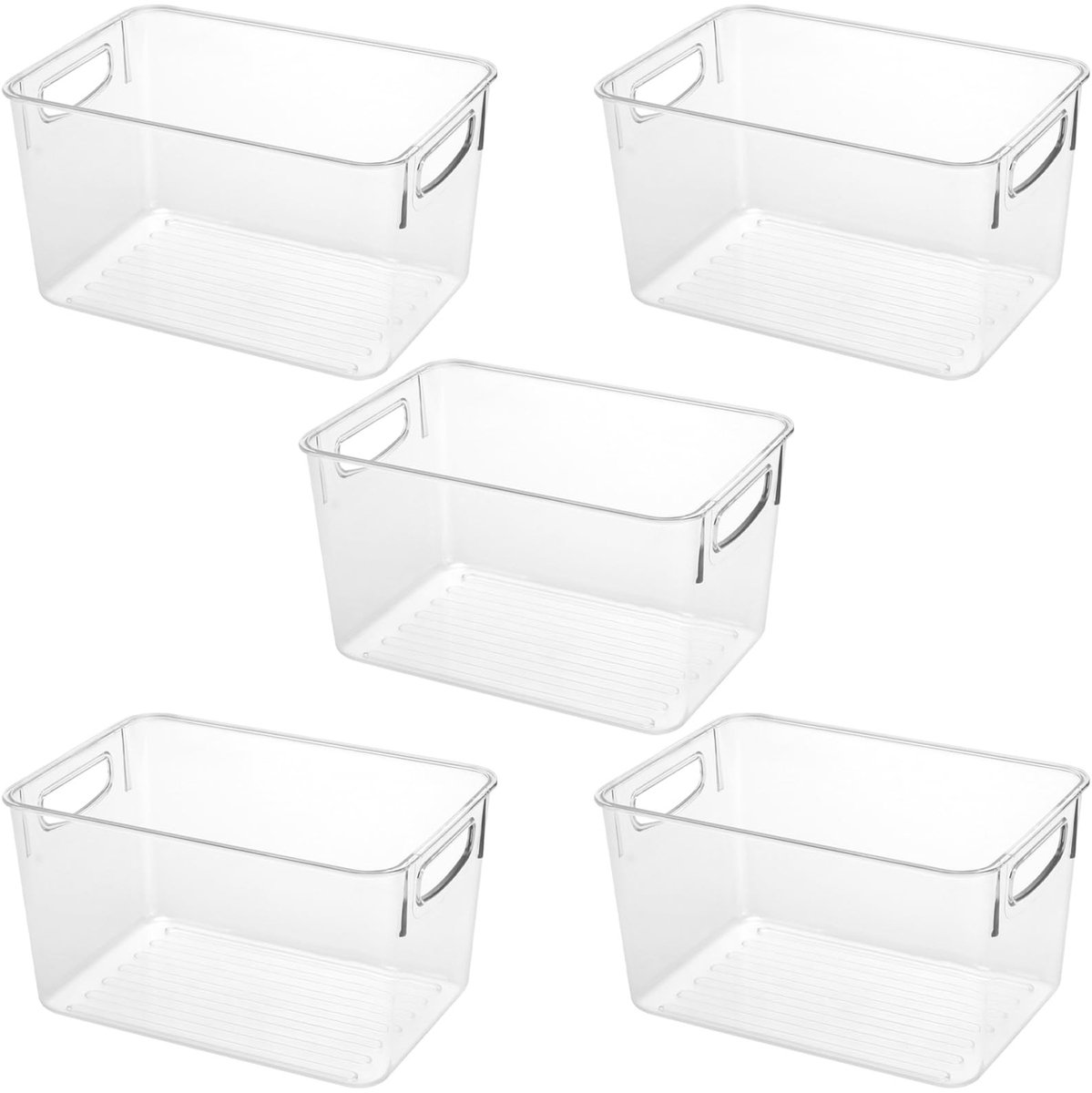Dailygoods- Koelkastorganisatoren 5 Stuks - Doorzichtige Opbergdozen - Vriezer Organizer - Plastic Koelkastopslagcontainers - Voedselopbergdoos - Makkelijk Schoon te Maken