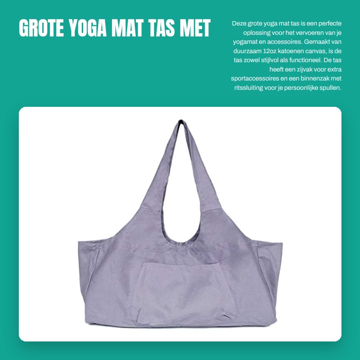 Dailygoods- Yoga Mat Tas Duurzaam - Sporttas Dames - Sporttas Heren - Draagtas met Rits - Zijvak voor Accessoires - 29x12x9 Inch