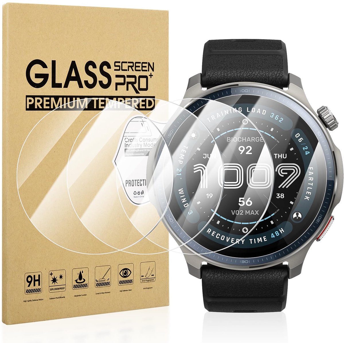 Dailygoods - 4-Pack Gehard Glas Schermbeschermer voor Smartwatch