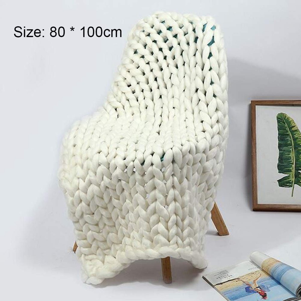 Dailygoods- Deken Handgebreid - Zacht/Dik Breigaren - 50 x 50 cm/80 x 100 cm - Huisdierdeken - Fotodeken - Warm in de Winter - Gebreide Plaid