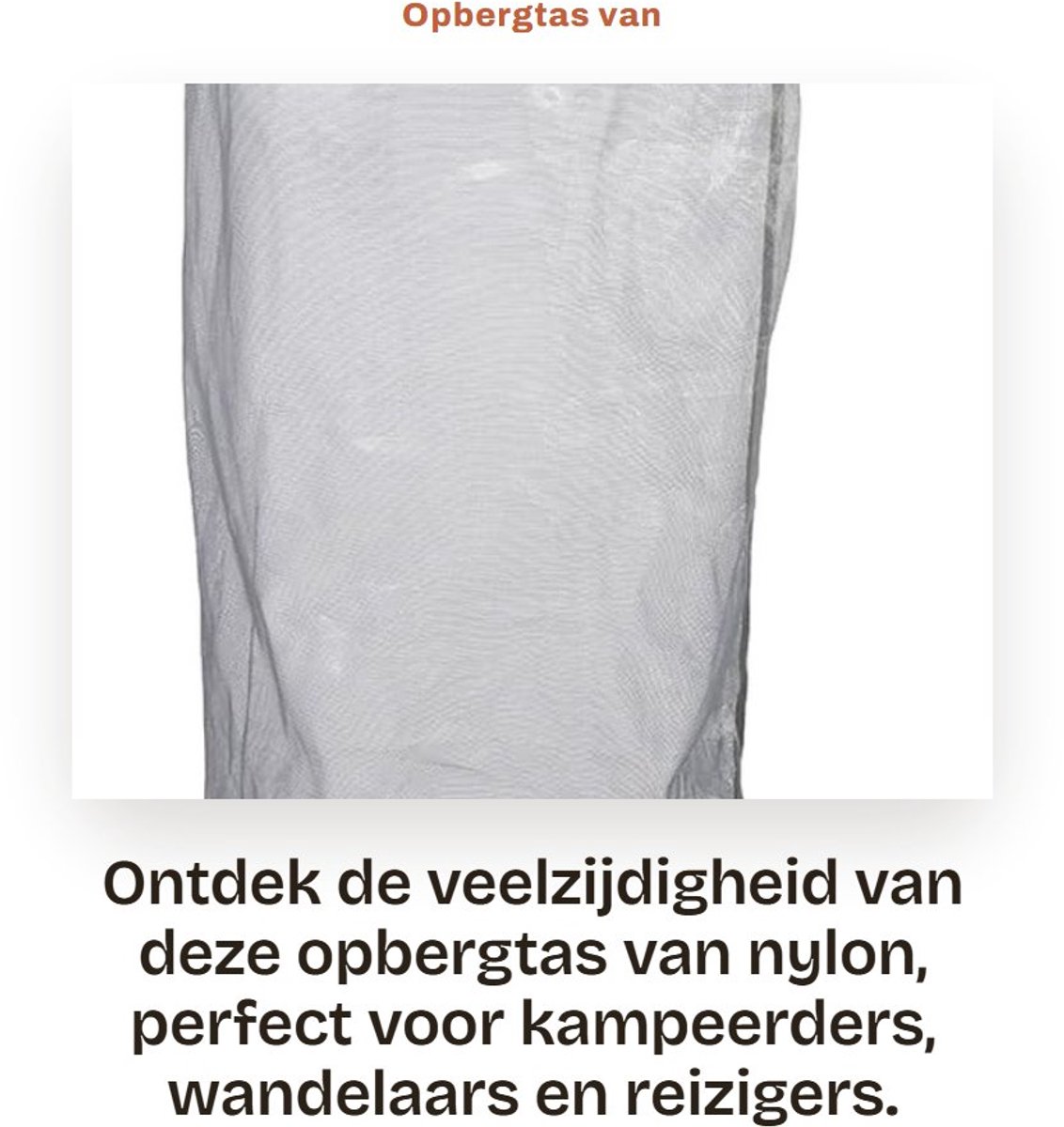 Dailygoods- Opbergtas Ultralicht - Mesh Zak - Trekkoord - Duurzaam Nylon - 5 Maten - Voor Kamperen/Wandelen/Reizen